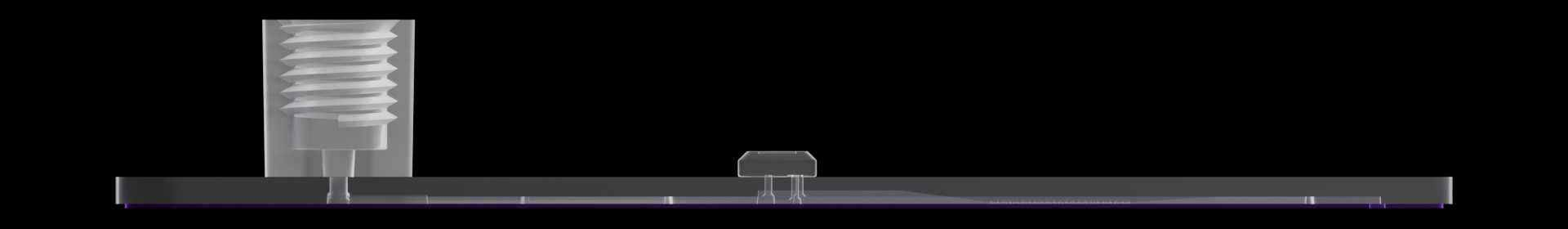 Side view of the reference device with the cap highlighted.