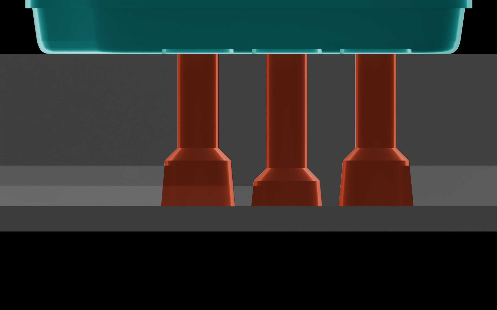 Close-up of the vias below the MV-1 microvalve. The diameter of the narrower top portion of the vias are labeled as 400 μm.