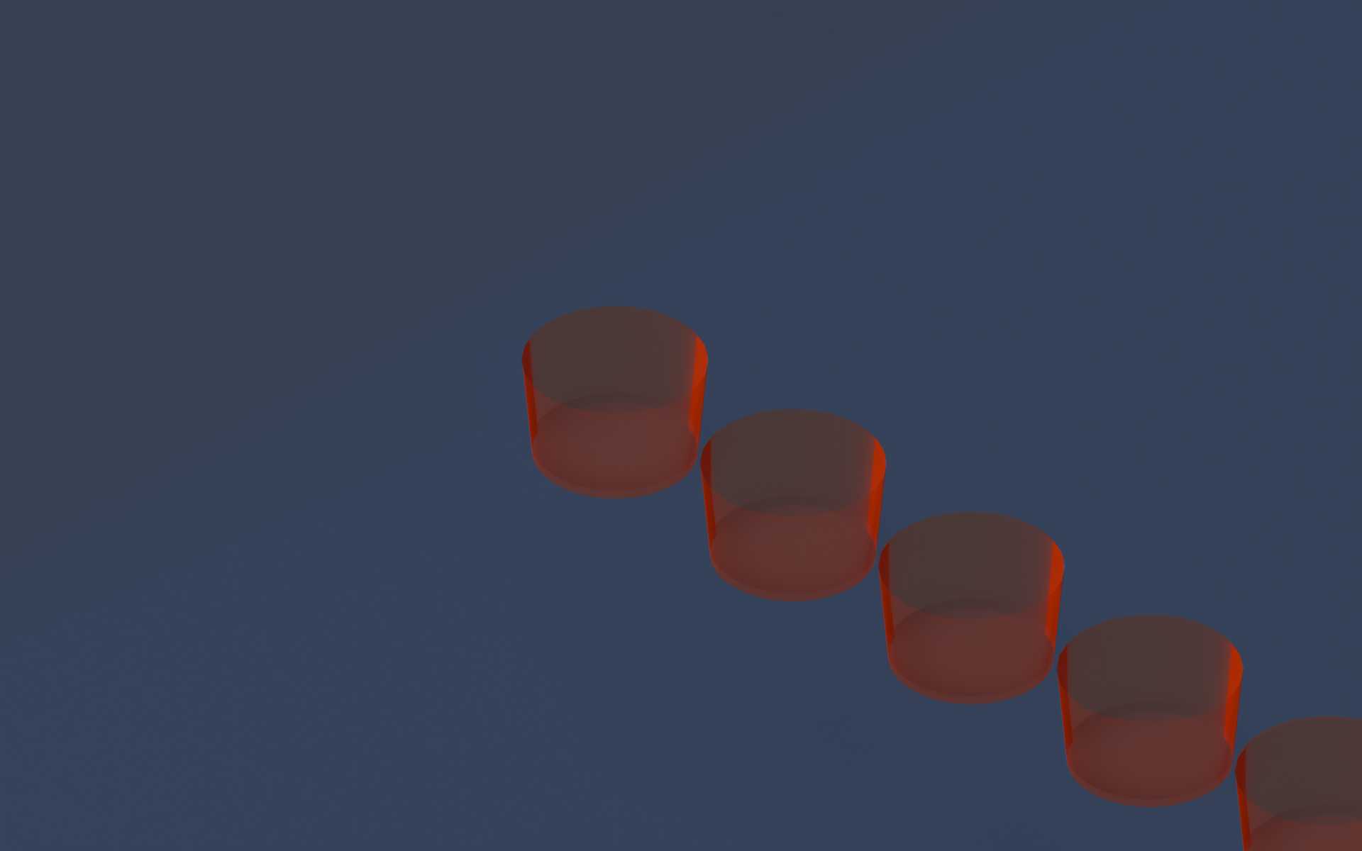 Close-up of multiple posts in a line.